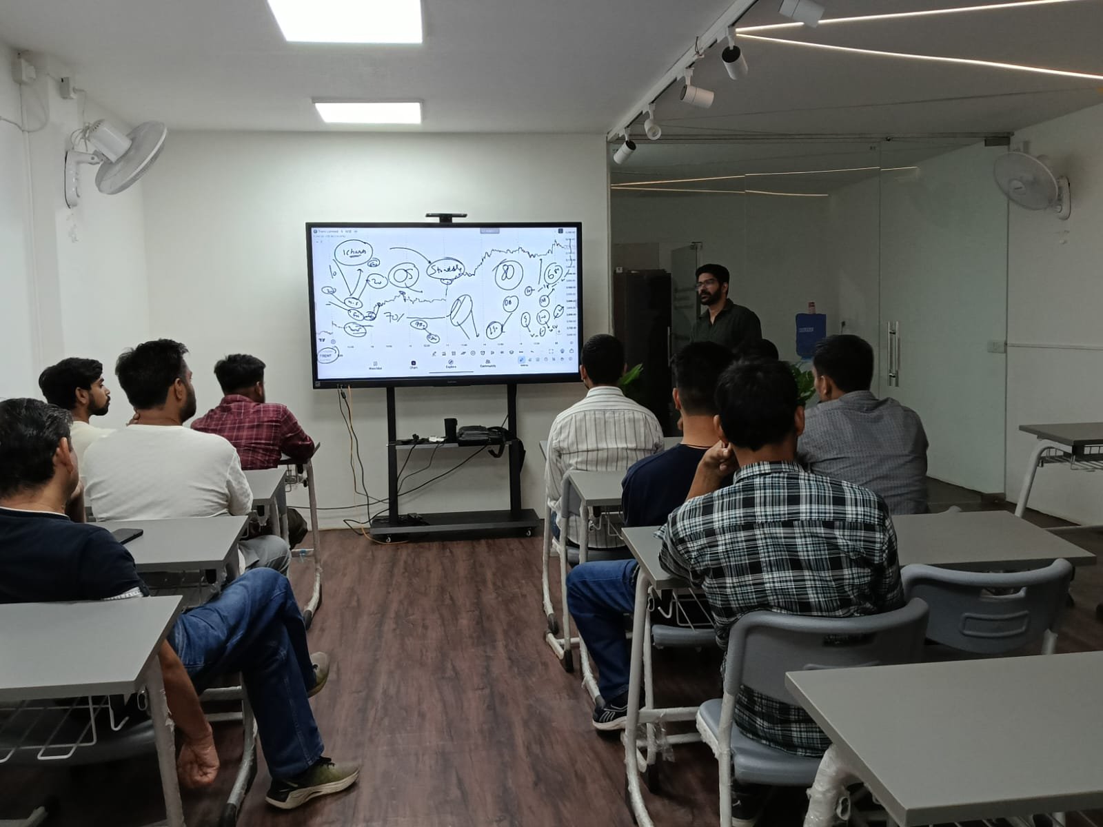 Mukul Choudhary teaching a live offline trading class
